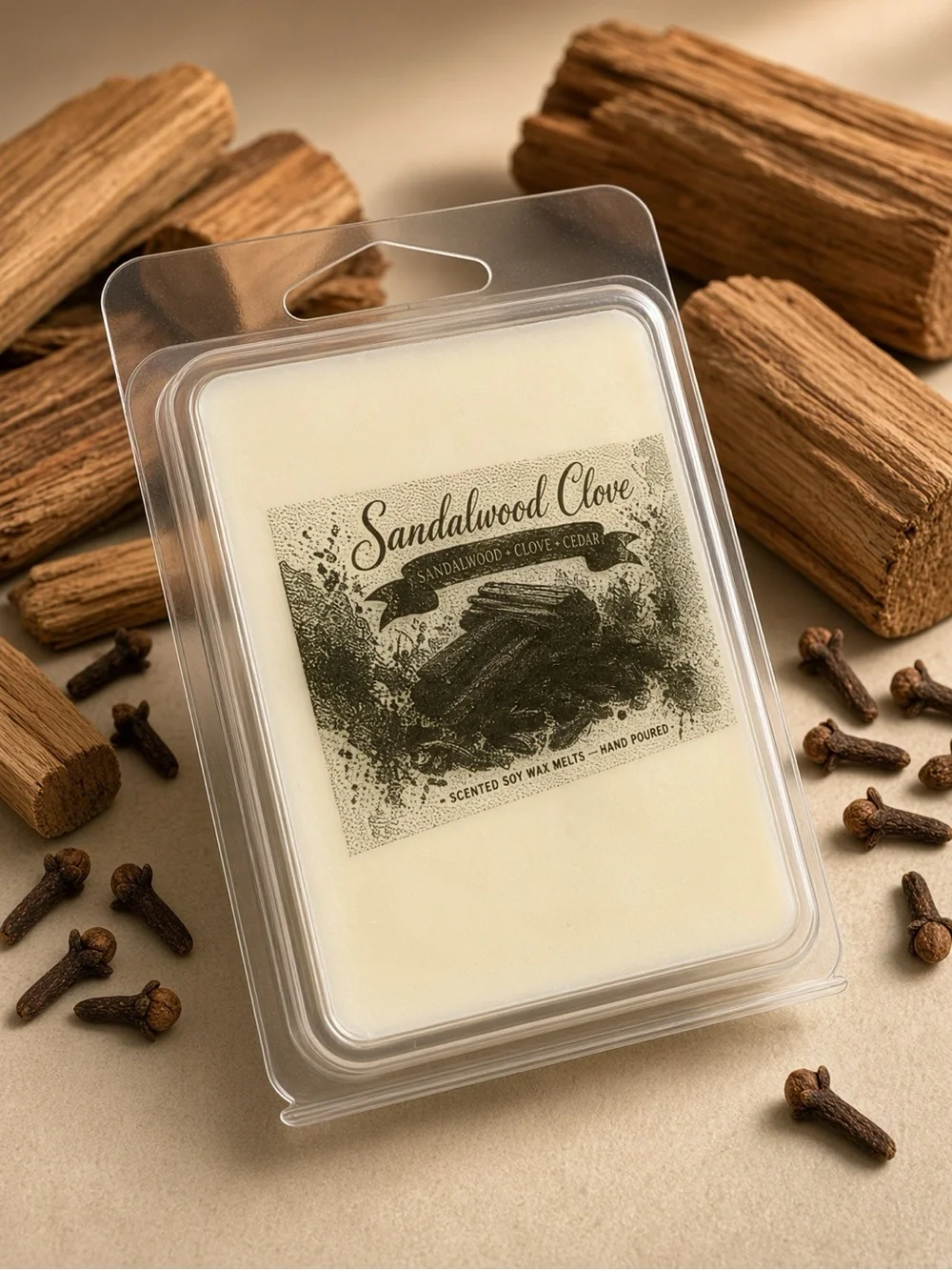 Sandalwood Clove Soy Wax Melts | Hand Poured | Cedar Wood Spice